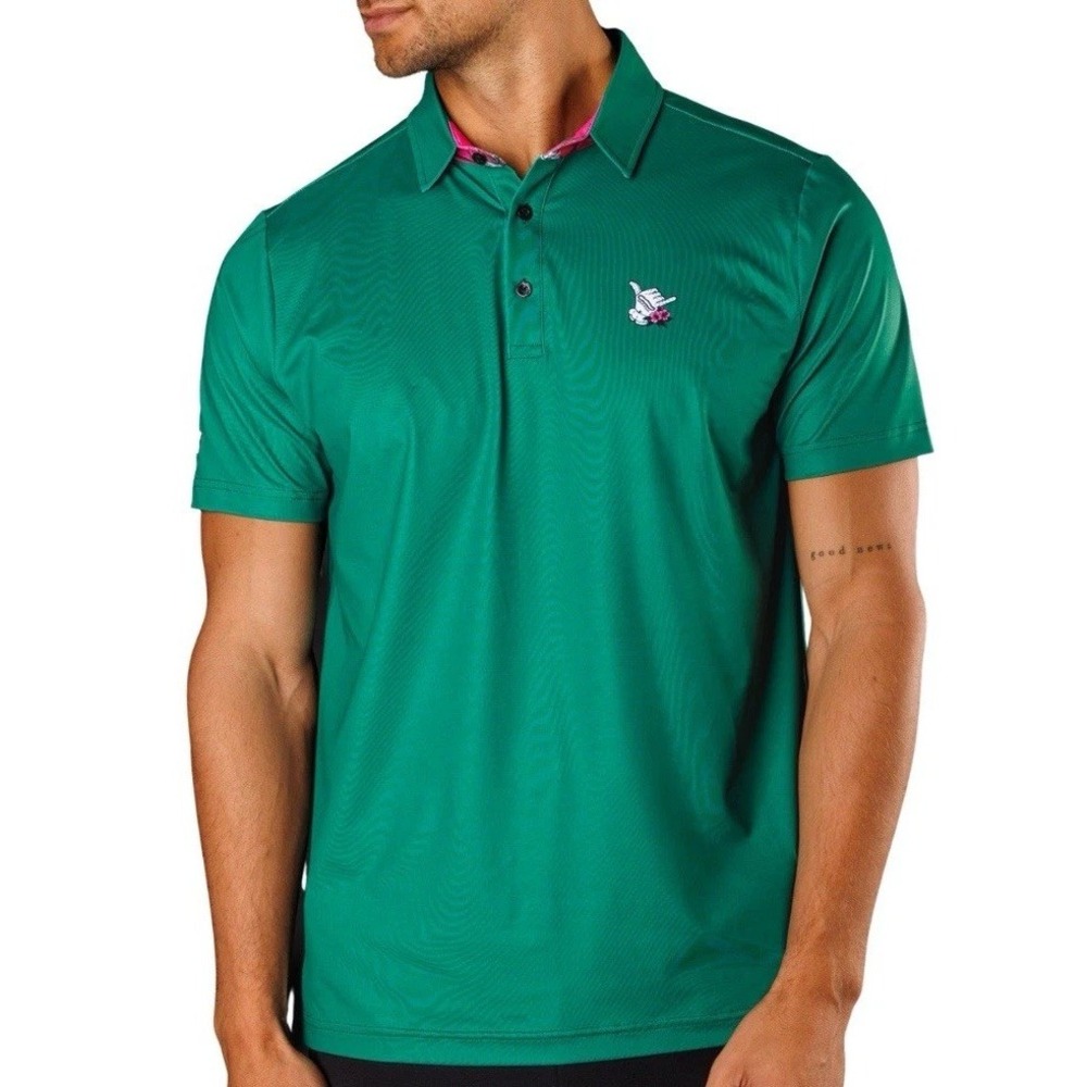 NEW Sunday Swagger The Major Polo Men's L Green Shaka Performance Golf UPF 40